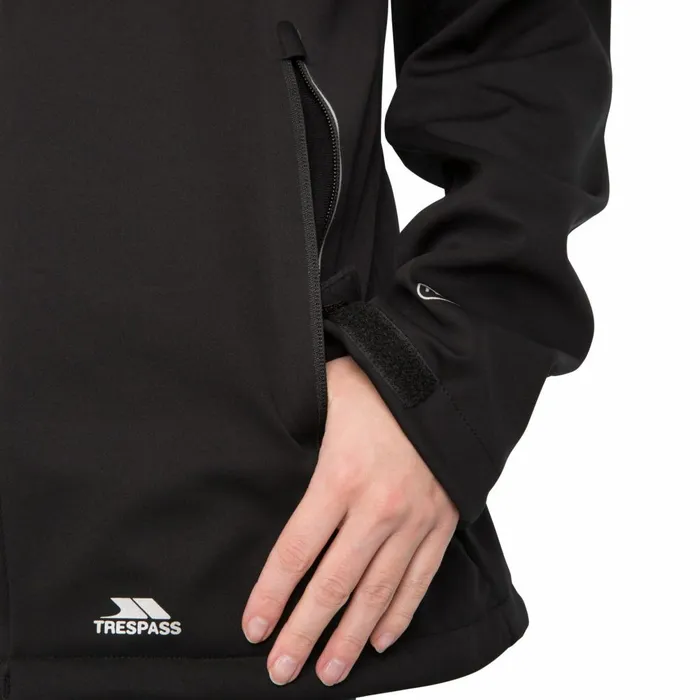 Marsa Breathable Hooded Softshell Jacket Black Women Trespass Softshell Jackets Marsa Breathable Hooded Softshell Jacket Black Women Trespass Softshell Jackets