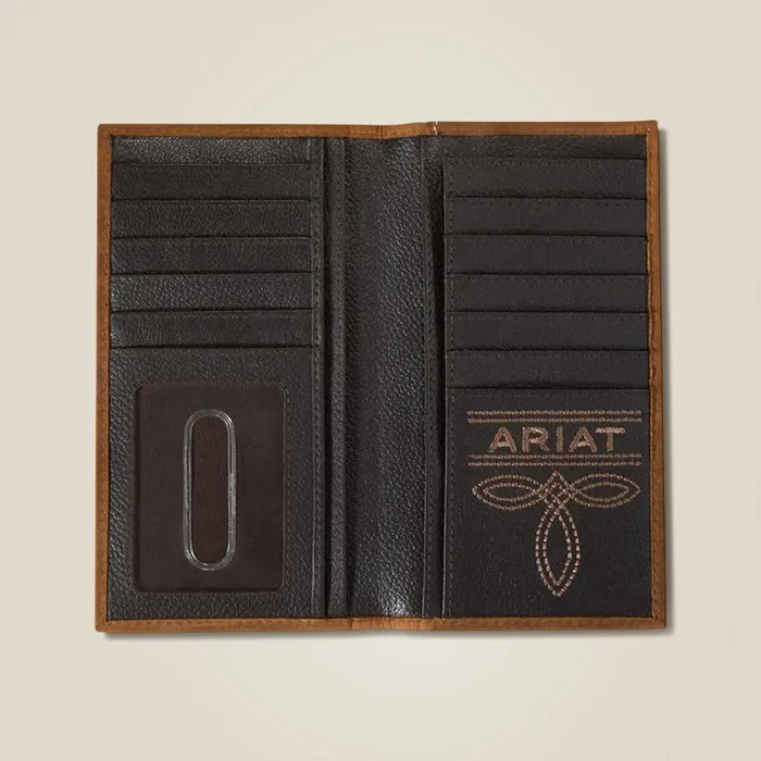 Men Bags and Wallets Ariat Flag Shield Rodeo Wallet Brown Men Bags and Wallets Ariat Flag Shield Rodeo Wallet Brown