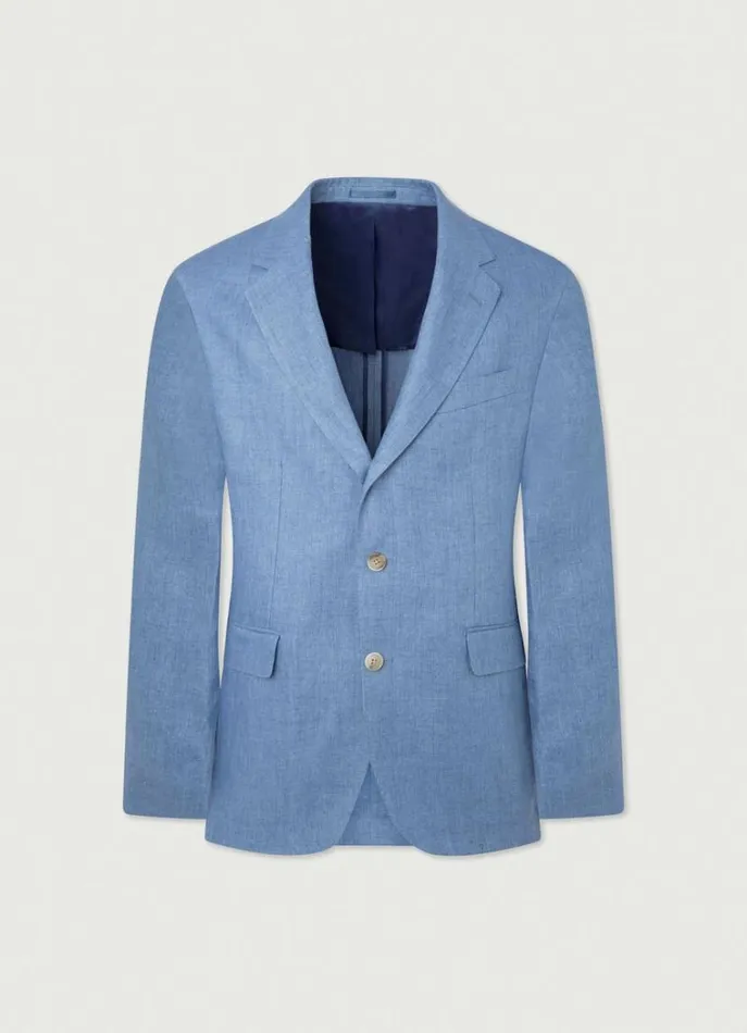 Men Blazers Hackett London Classic Fit Linen Blazer Chambray Blue