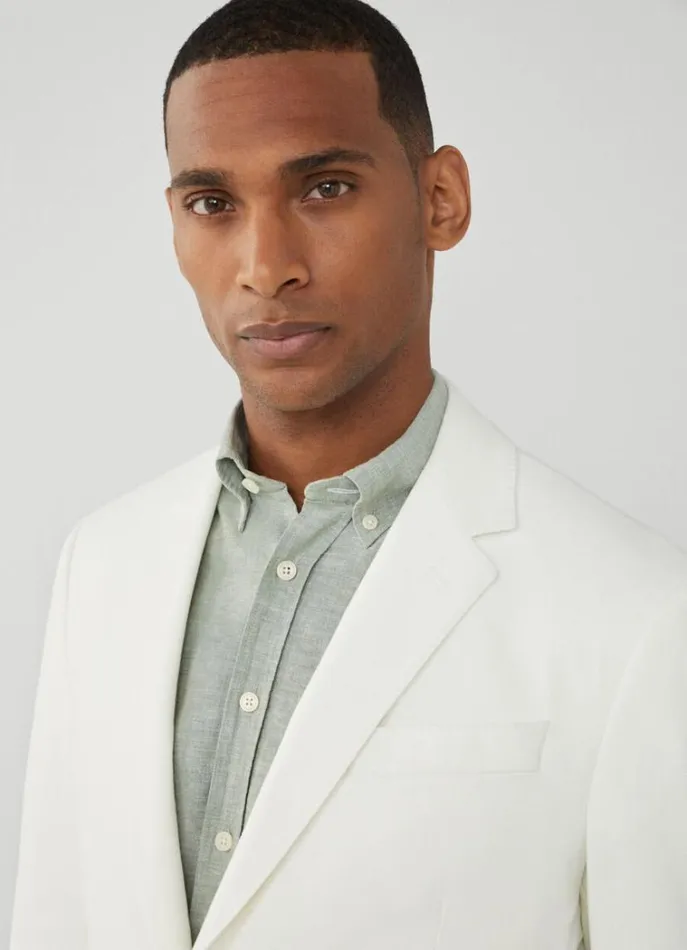 Men Blazers Hackett London Cotton Blazer Ivory White