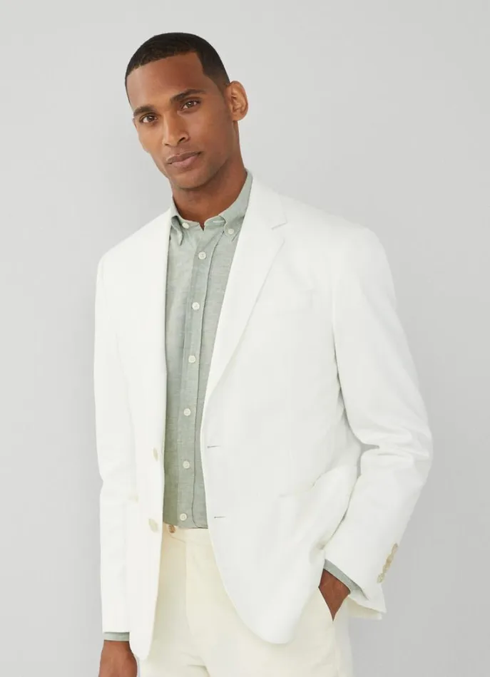 Men Blazers Hackett London Cotton Blazer Ivory White