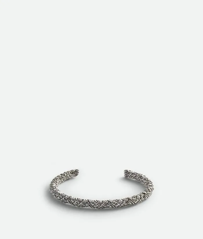 Men Bottega Veneta Bracelets Intreccio Cuff Bracelet Silver