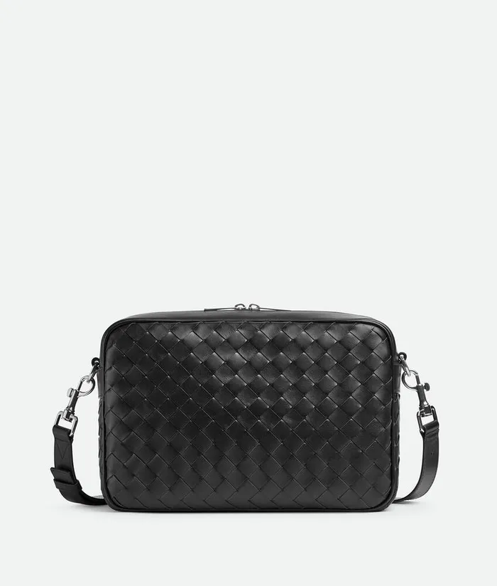 Men Bottega Veneta Crossbody Intrecciato Camera Bag Black