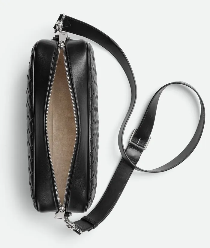 Men Bottega Veneta Crossbody Intrecciato Camera Bag Black
