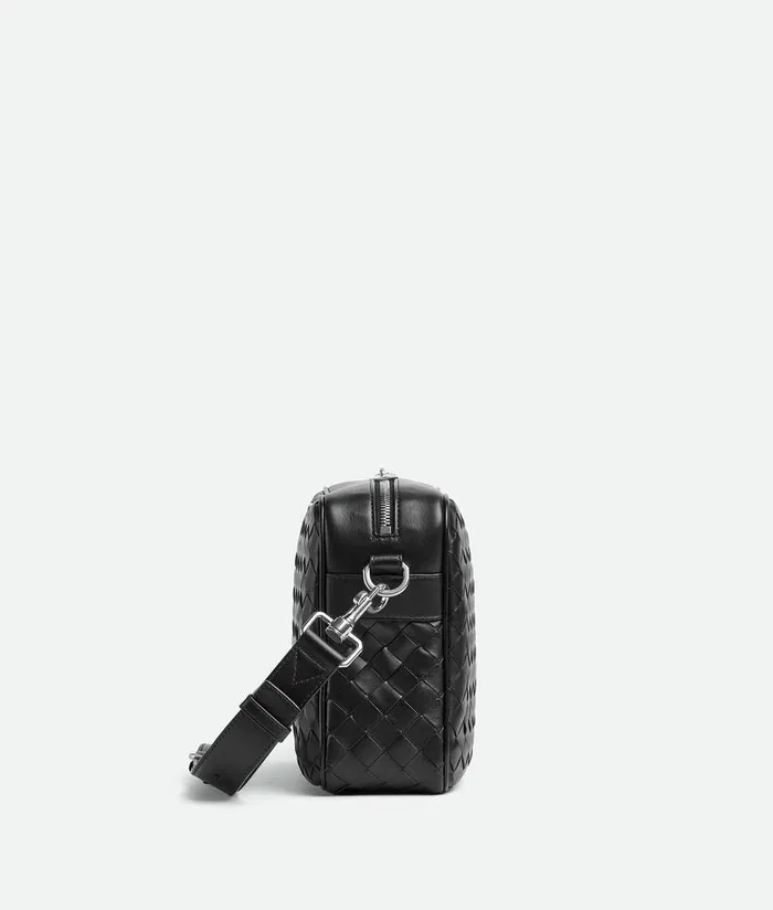 Men Bottega Veneta Crossbody Intrecciato Camera Bag Black