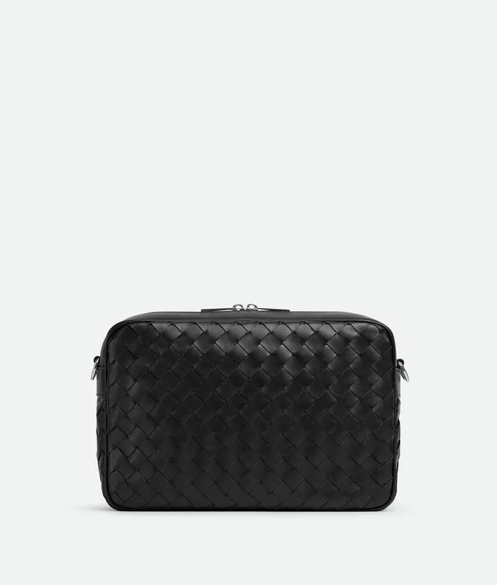 Men Bottega Veneta Crossbody Intrecciato Camera Bag Black