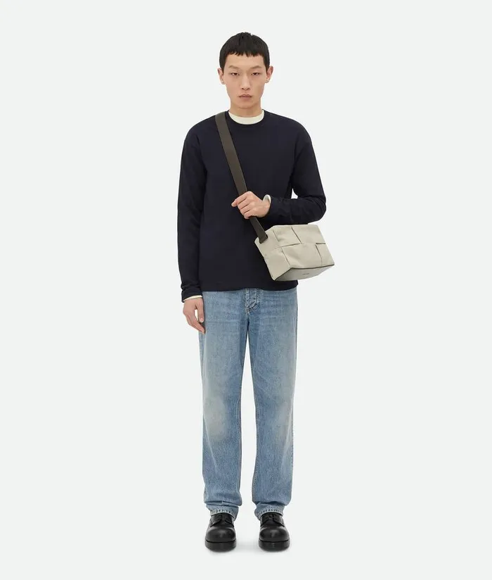 Men Bottega Veneta Crossbody Medium Arco Camera Bag Greigefondant