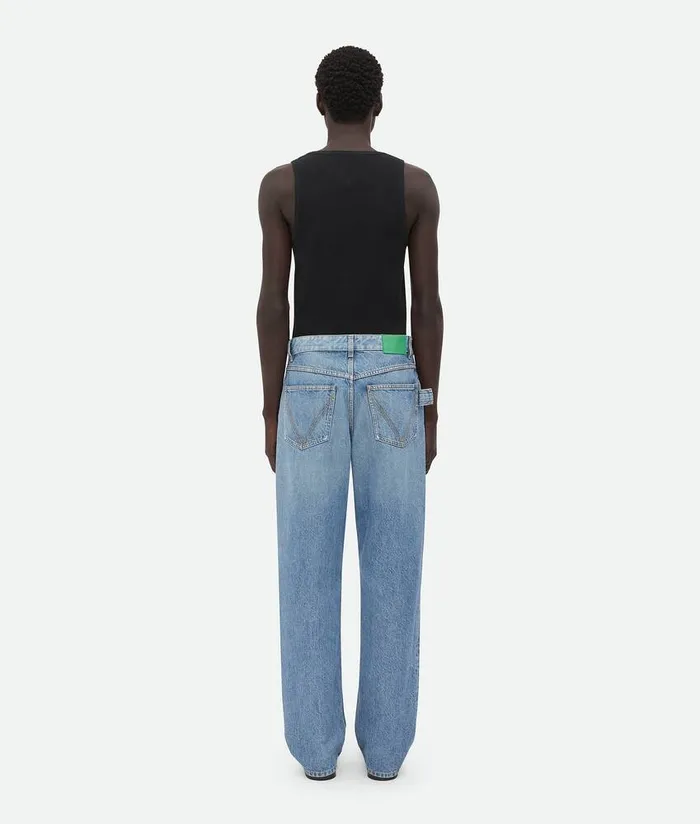 Men Bottega Veneta Denim Vintage Indigo Washed Wide Leg Denim Mid Blue