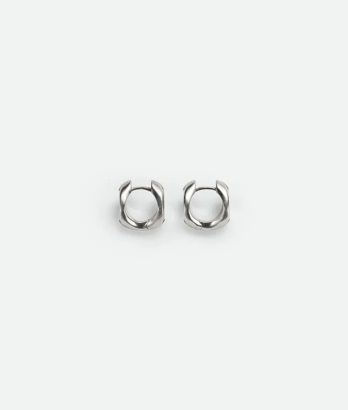 Men Bottega Veneta Earrings Detail Hoop Earrings Silver