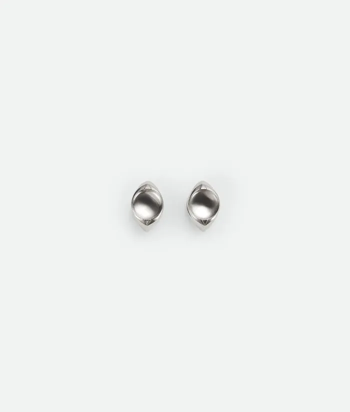 Men Bottega Veneta Earrings Detail Hoop Earrings Silver