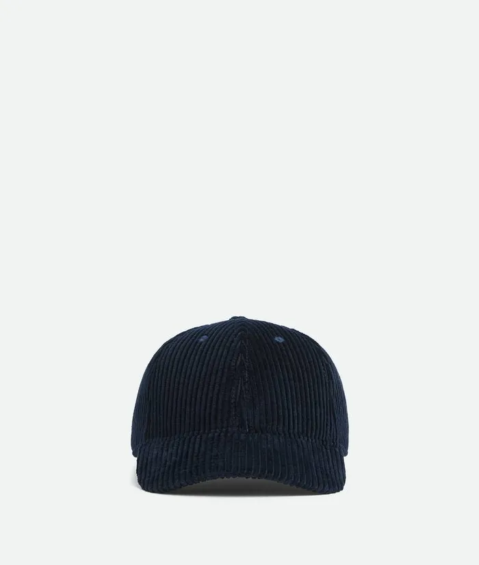 Men Bottega Veneta Hats Corduroy Cap Midnight Blue