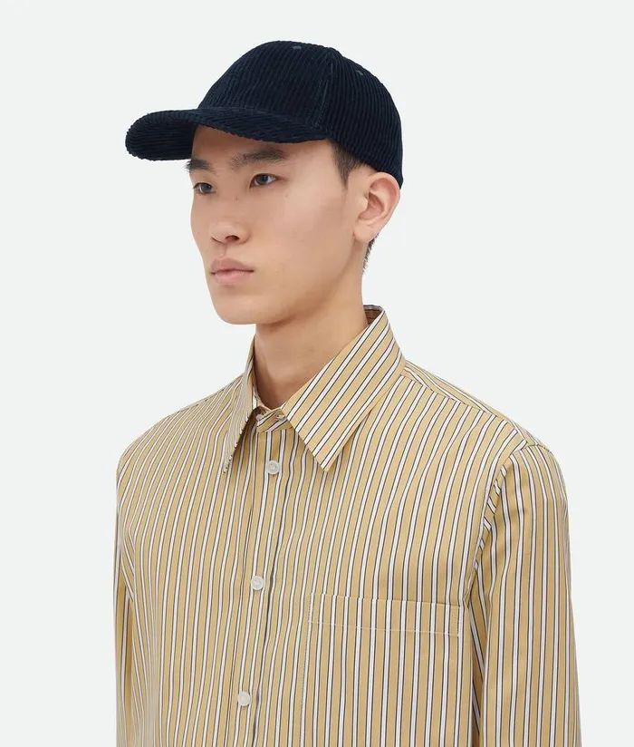 Men Bottega Veneta Hats Corduroy Cap Midnight Blue