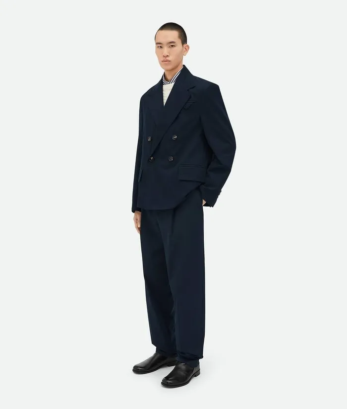 Men Bottega Veneta Jackets Light Cotton Twill Jacket Midnight Blue