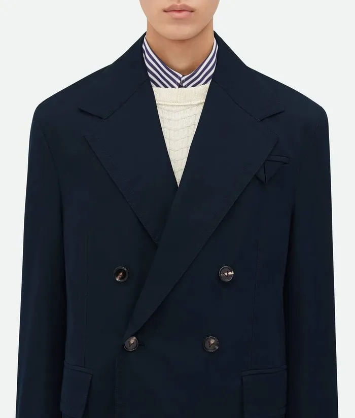 Men Bottega Veneta Jackets Light Cotton Twill Jacket Midnight Blue