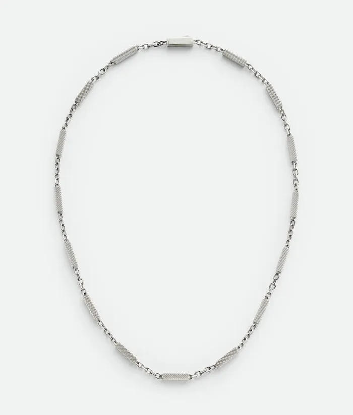 Men Bottega Veneta Necklaces Pen Chain Necklace Silver