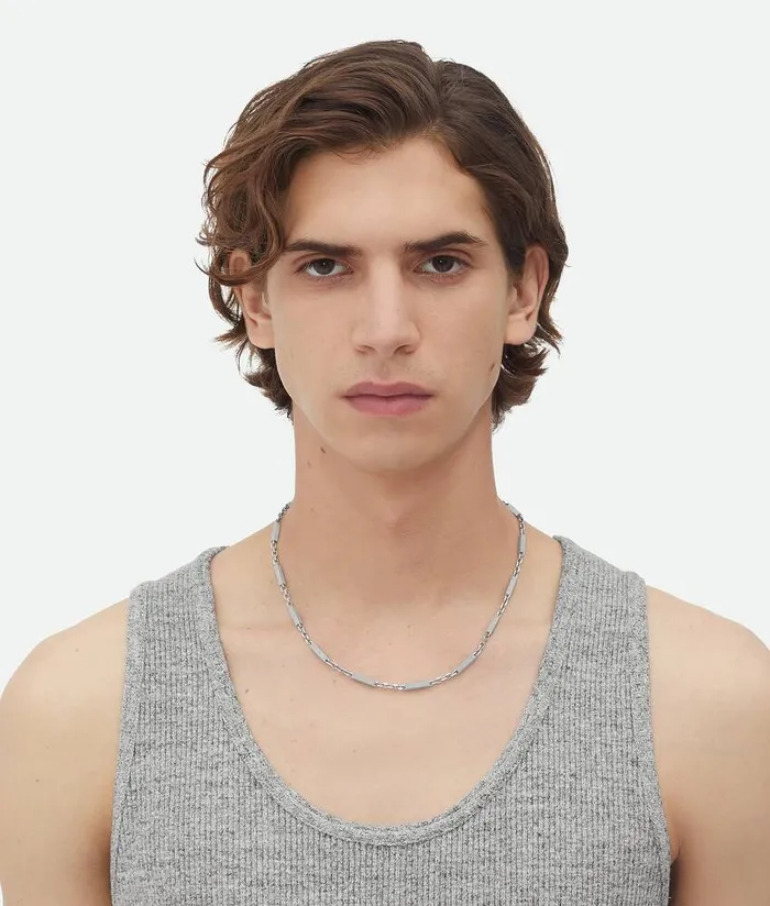 Men Bottega Veneta Necklaces Pen Chain Necklace Silver