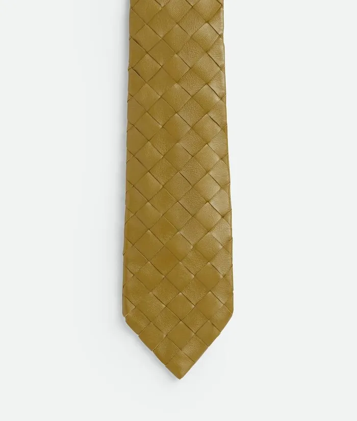 Men Bottega Veneta Scarves And Ties Intrecciato Leather Tie Limonite
