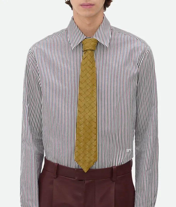 Men Bottega Veneta Scarves And Ties Intrecciato Leather Tie Limonite