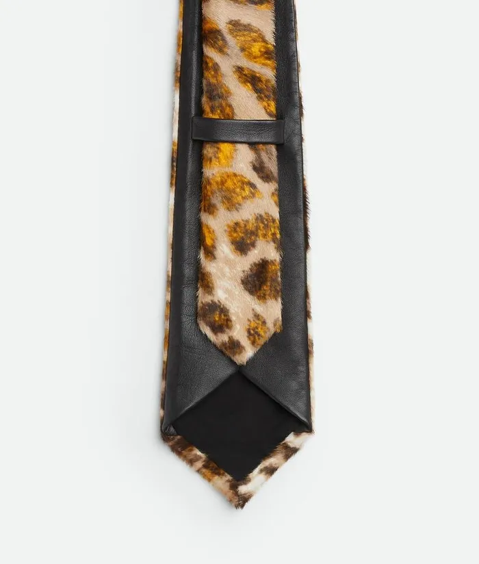 Men Bottega Veneta Scarves And Ties Printed Leather Tie Whitebeigeblackorange