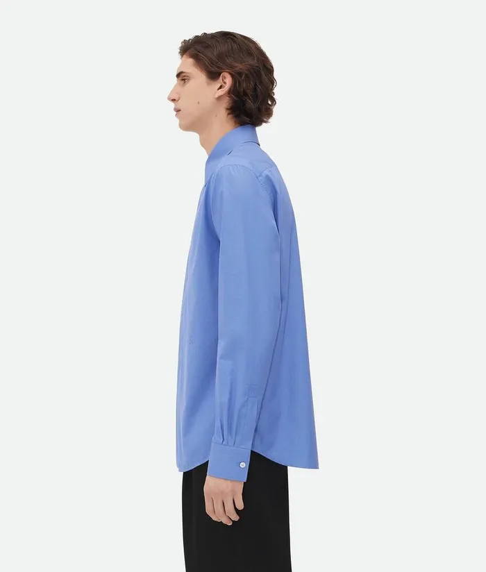 Men Bottega Veneta Shirts Compact Chambray Shirt Sky Blue
