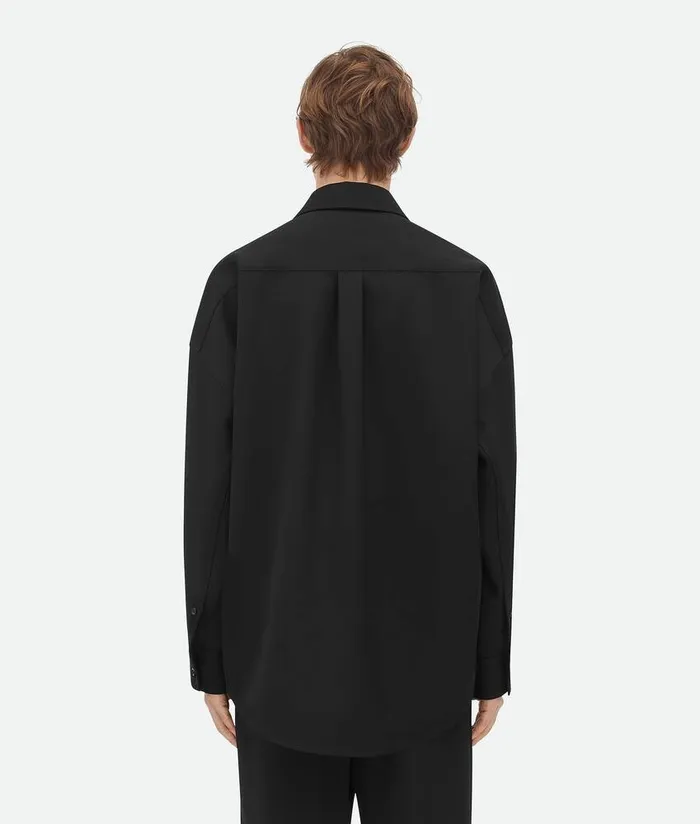 Men Bottega Veneta Shirts Wool Twill Shirt Black