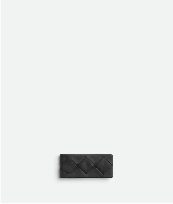 Men Bottega Veneta Small Wallets Intrecciato Money Clip Black