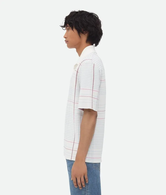 Men Bottega Veneta TShirts Notebook Viscose Jacquard TShirt Chalkbluered