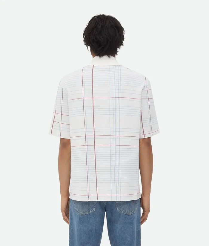 Men Bottega Veneta TShirts Notebook Viscose Jacquard TShirt Chalkbluered
