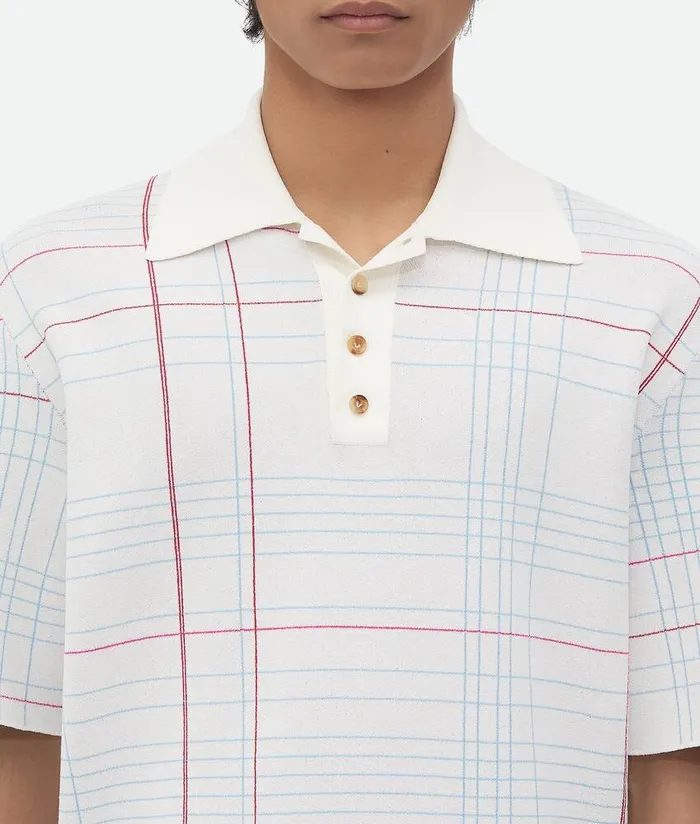 Men Bottega Veneta TShirts Notebook Viscose Jacquard TShirt Chalkbluered