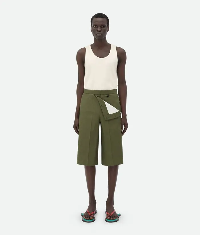 Men Bottega Veneta Trousers And Shorts Compact Cotton Shorts Thyme