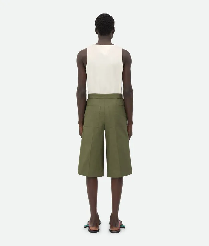 Men Bottega Veneta Trousers And Shorts Compact Cotton Shorts Thyme