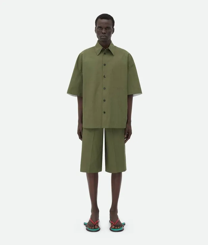 Men Bottega Veneta Trousers And Shorts Compact Cotton Shorts Thyme
