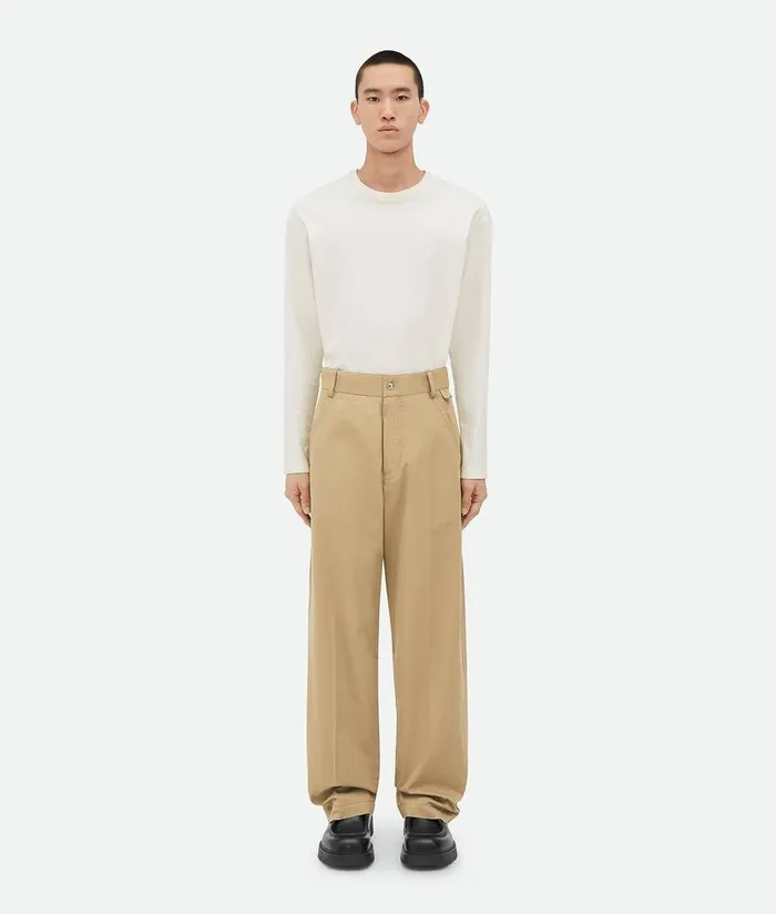 Men Bottega Veneta Trousers And Shorts Light Cotton Twill Cargo Trousers Desert Taupe Men Bottega Veneta Trousers And Shorts Light Cotton Twill Cargo Trousers Desert Taupe