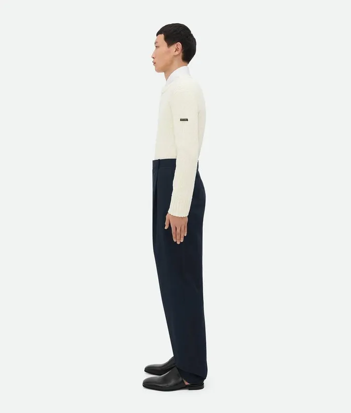 Men Bottega Veneta Trousers And Shorts Light Cotton Twill Trousers Midnight Blue
