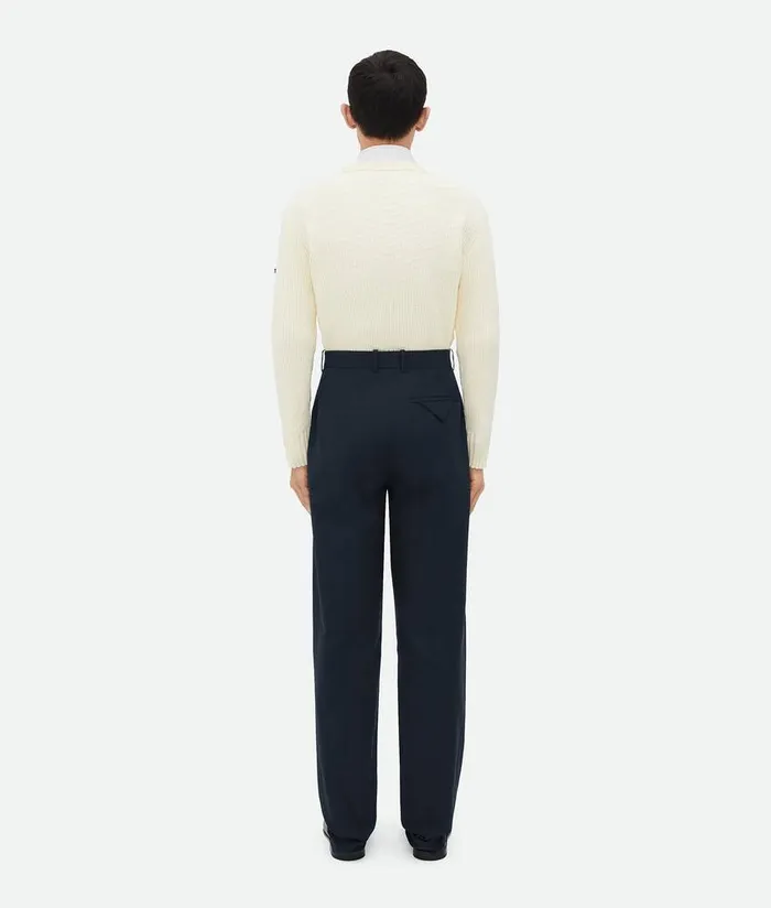 Men Bottega Veneta Trousers And Shorts Light Cotton Twill Trousers Midnight Blue