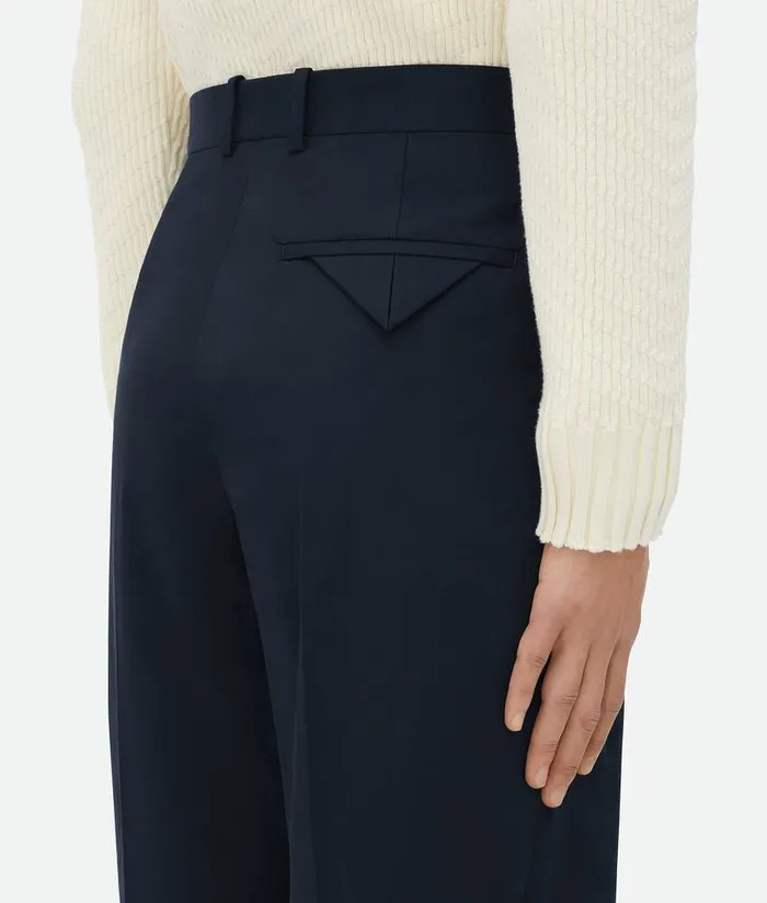 Men Bottega Veneta Trousers And Shorts Light Cotton Twill Trousers Midnight Blue