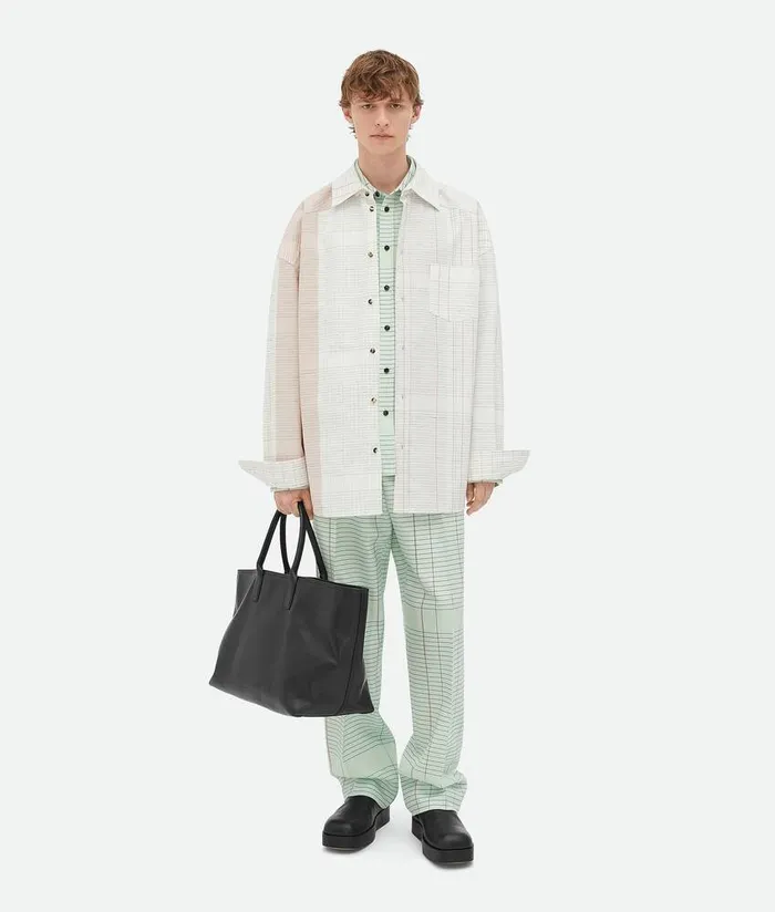 Men Bottega Veneta Trousers And Shorts Notebook Wool Twill Trousers Dewdroppinkblue