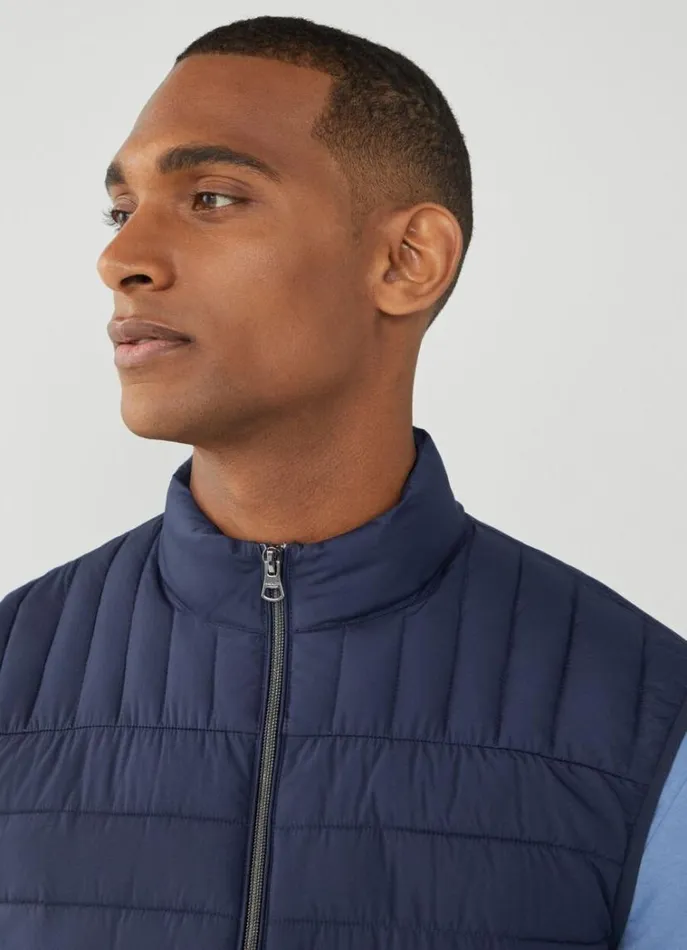 Men Coats and Jackets Hackett London Ultralight Padded Gilet Navy Blazer
