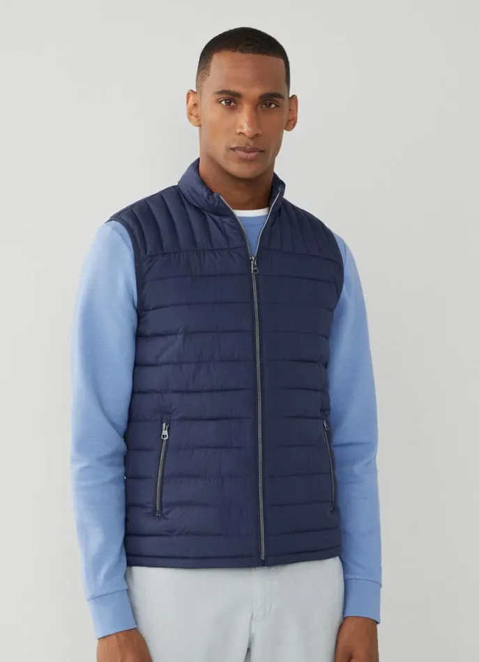 Men Coats and Jackets Hackett London Ultralight Padded Gilet Navy Blazer