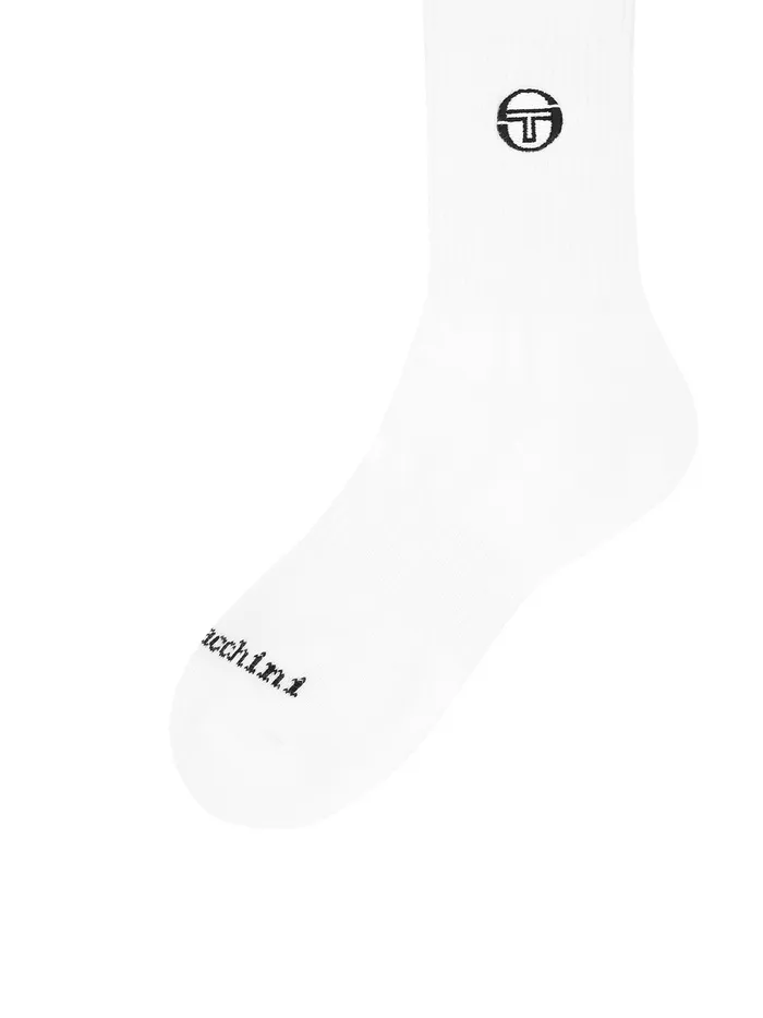 Men Court Styles Sergio Tacchini Daily Crew High Socks Snow White