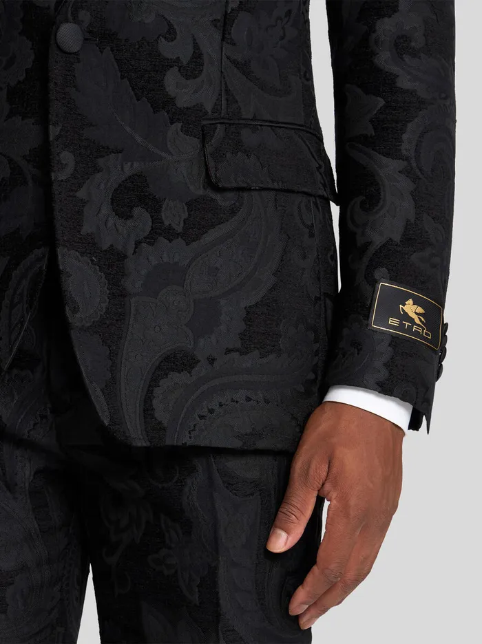 Men Etro Jackets Floral Leafy Blazer With Lining Black Men Etro Jackets Floral Leafy Blazer With Lining Black