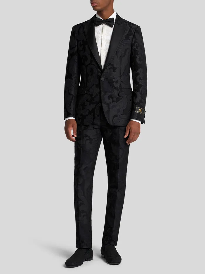 Men Etro Jackets Floral Leafy Blazer With Lining Black Men Etro Jackets Floral Leafy Blazer With Lining Black