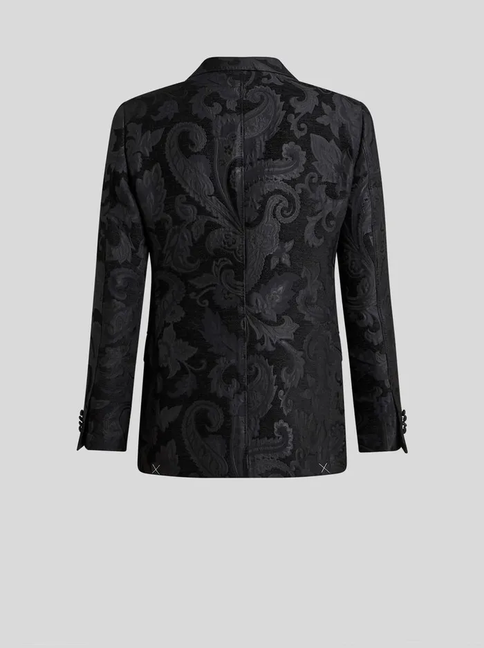 Men Etro Jackets Floral Leafy Blazer With Lining Black Men Etro Jackets Floral Leafy Blazer With Lining Black