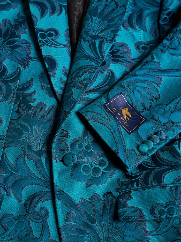 Men Etro Jackets Floral Leafy SingleBreasted Blazer Light Blue Men Etro Jackets Floral Leafy SingleBreasted Blazer Light Blue