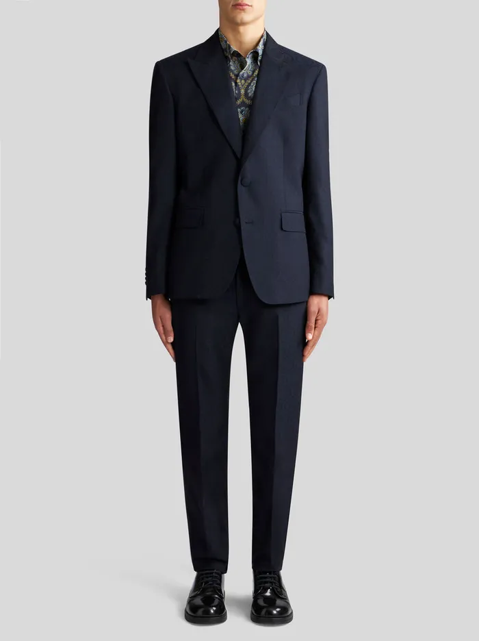 Men Etro Jackets Wool And Cotton Jacquard Jacket Navy Blue Men Etro Jackets Wool And Cotton Jacquard Jacket Navy Blue