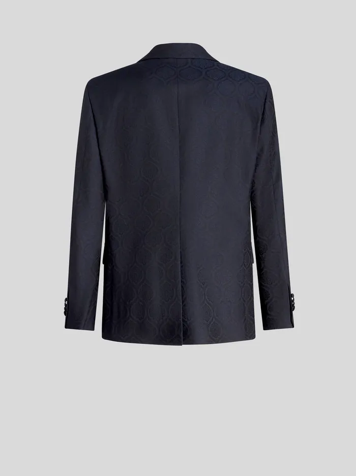 Men Etro Jackets Wool And Cotton Jacquard Jacket Navy Blue Men Etro Jackets Wool And Cotton Jacquard Jacket Navy Blue