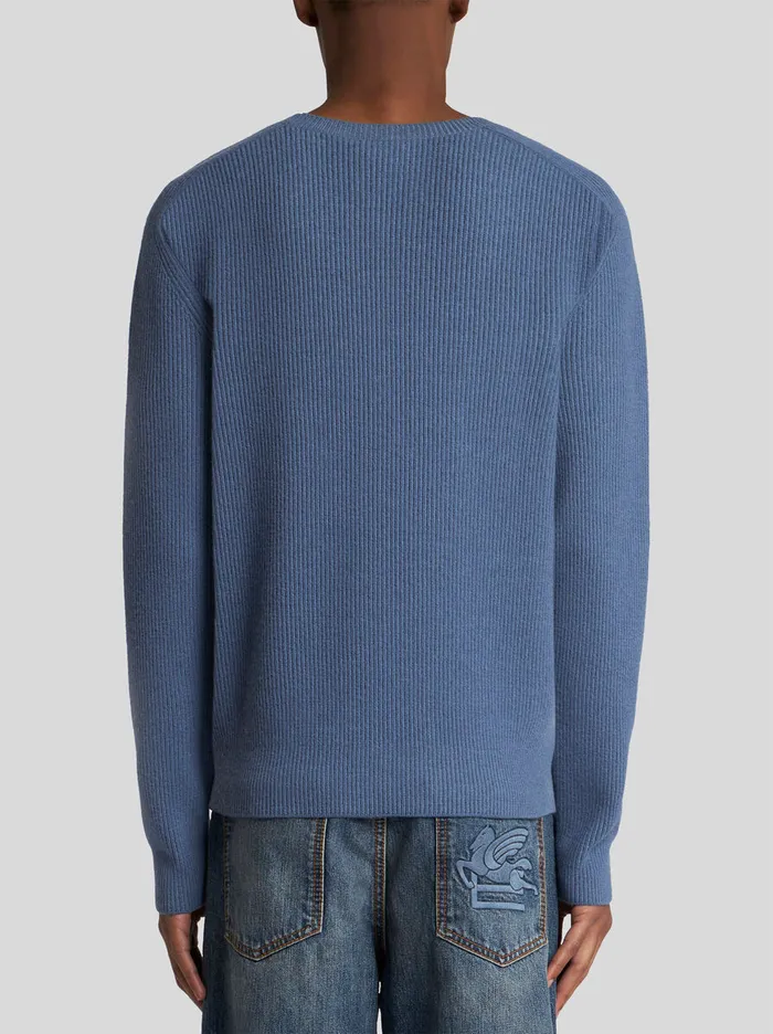Men Etro Knitwear Cashmere Sweater Light Blue Men Etro Knitwear Cashmere Sweater Light Blue