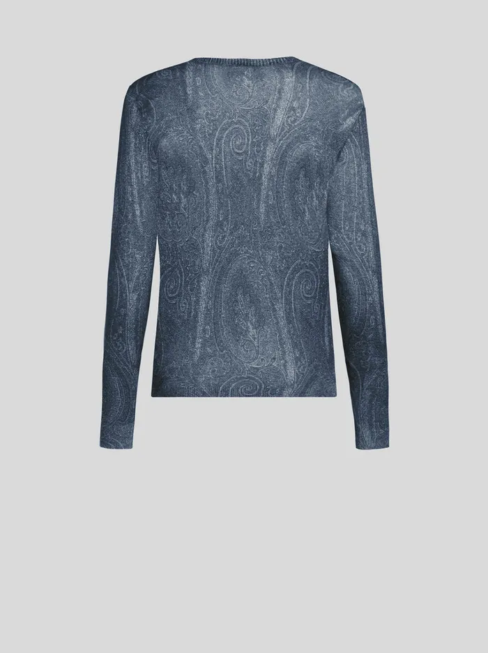 Men Etro Knitwear Paisley Sweater Navy Blue Men Etro Knitwear Paisley Sweater Navy Blue