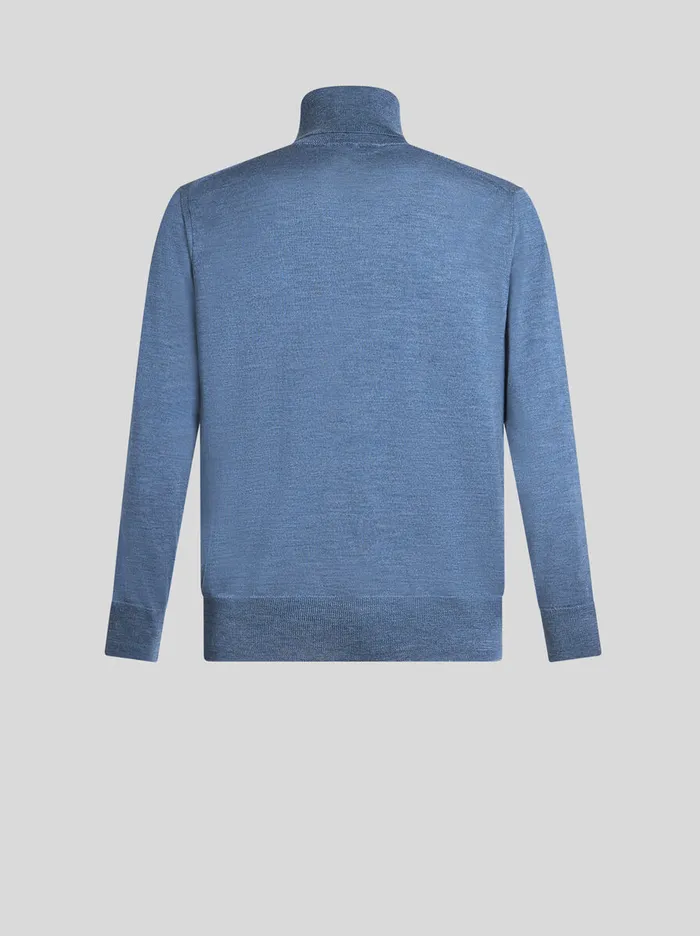 Men Etro Knitwear Wool Turtleneck With Embroidery Light Blue Men Etro Knitwear Wool Turtleneck With Embroidery Light Blue