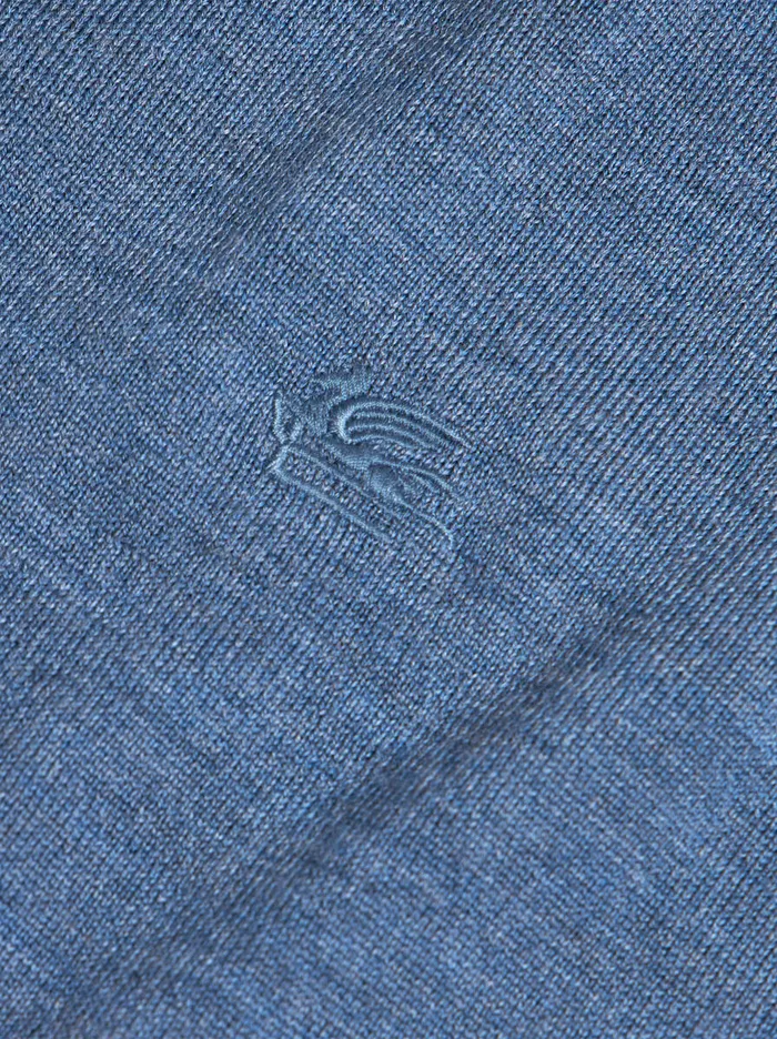 Men Etro Knitwear Wool Turtleneck With Embroidery Light Blue Men Etro Knitwear Wool Turtleneck With Embroidery Light Blue
